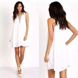 Show Me Your Mumu Rancho Mirage Lace Up Dress White Cloud Size Small